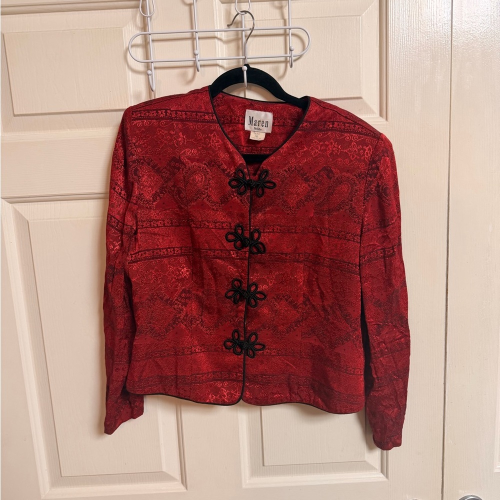 VTG 80s 90s Maren Shoulder Pad Asian Style Blazer Jacket Blouse boho Maximalist
